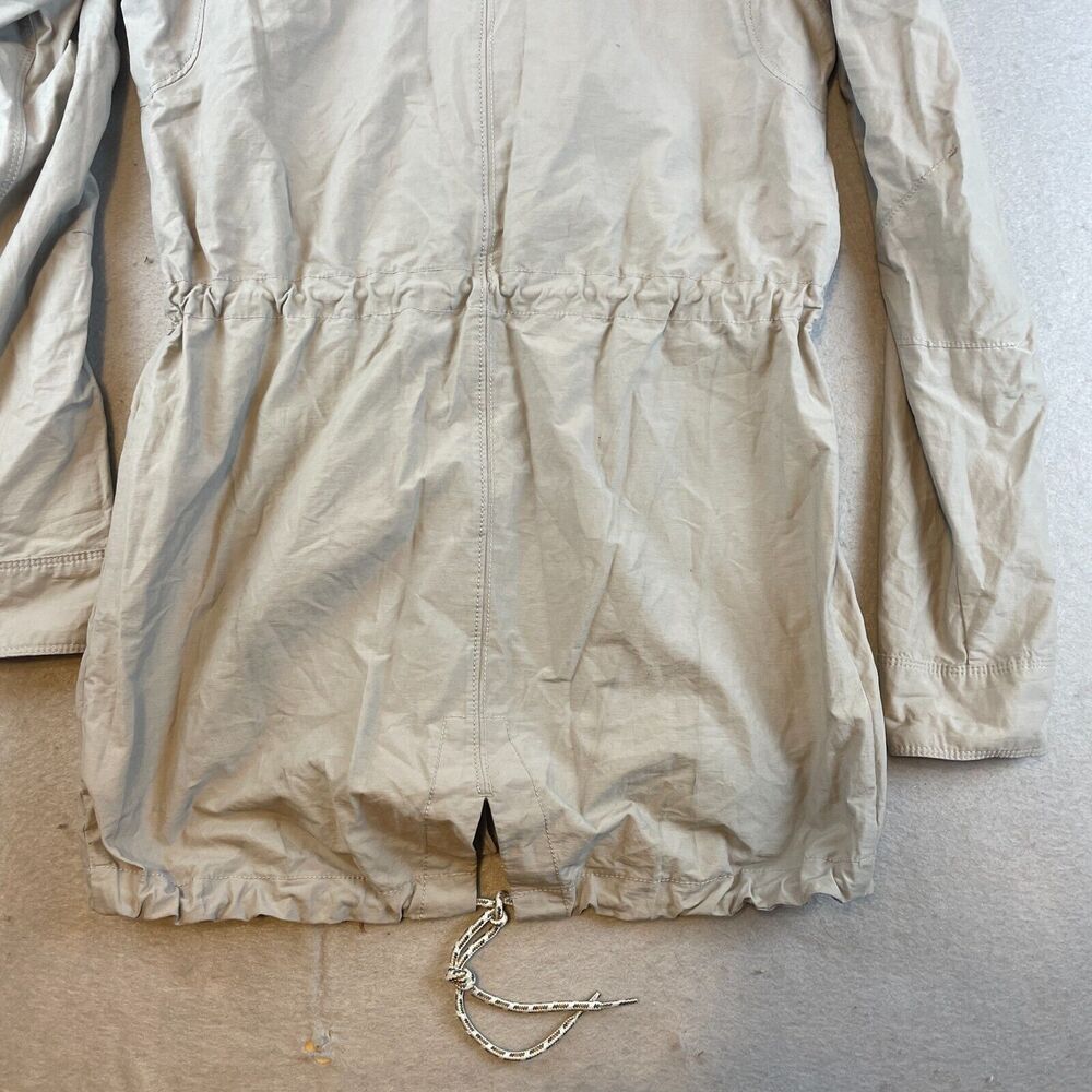 Columbia Womens Hiking Long Rain Jacket Sz XS Khaki Beige Zip Hood Cinch - Picture 14 of 16